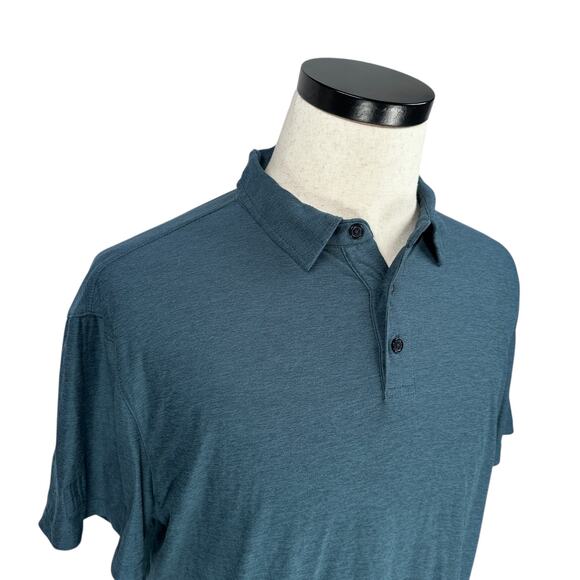 Vuori Polo Shirt Mens Large Heathered Blue Performance Short Sleeve Pullover - Picture 3 of 10